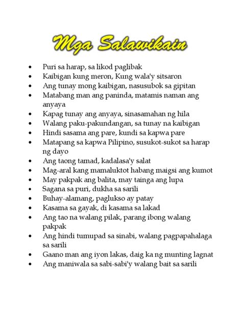 halimbawa ng salawikain at kahulugan nito|Mga Salawikain – Halimbawa .